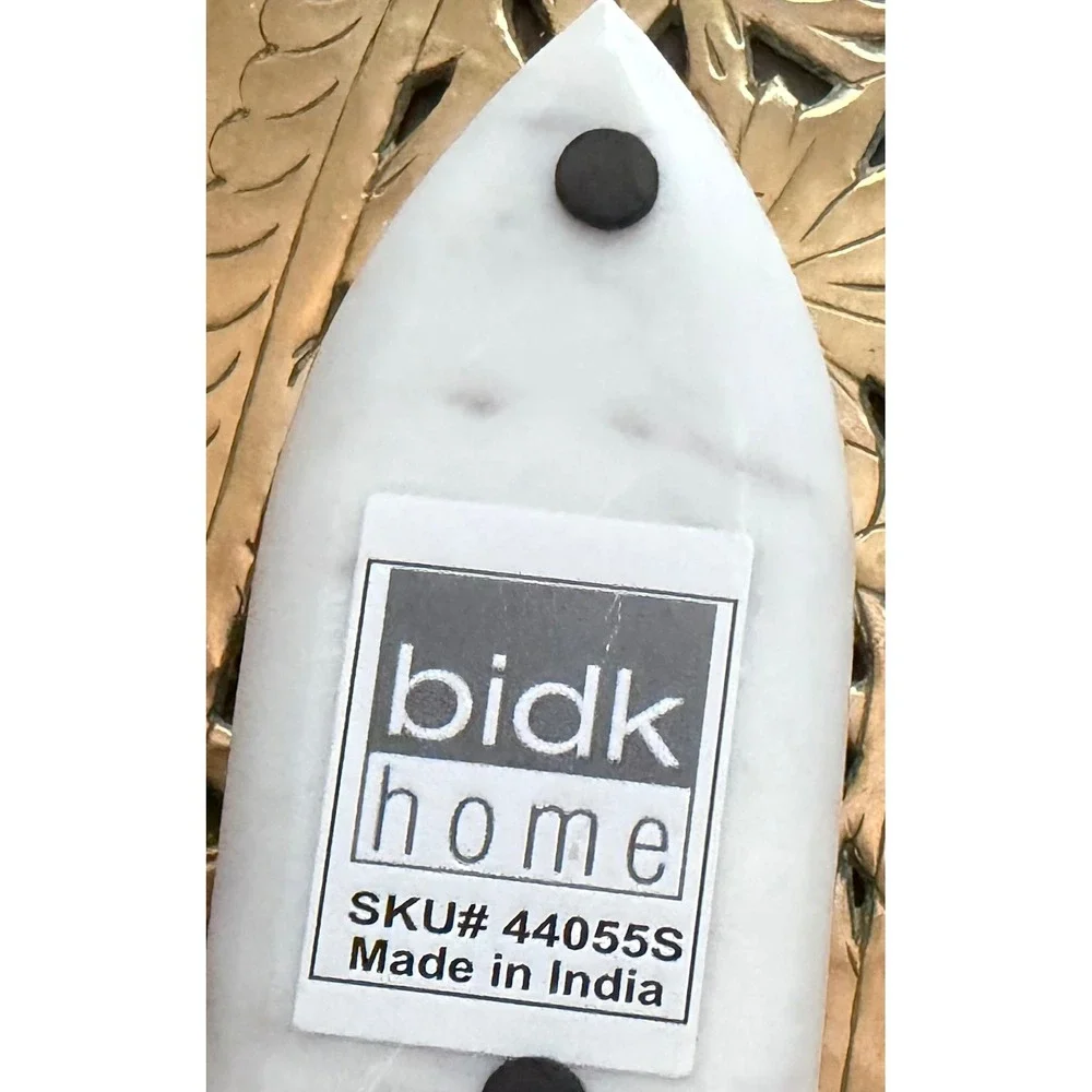 bidk home White Marble Decorative Tray Boat Shape Catchall Made in India 44055S